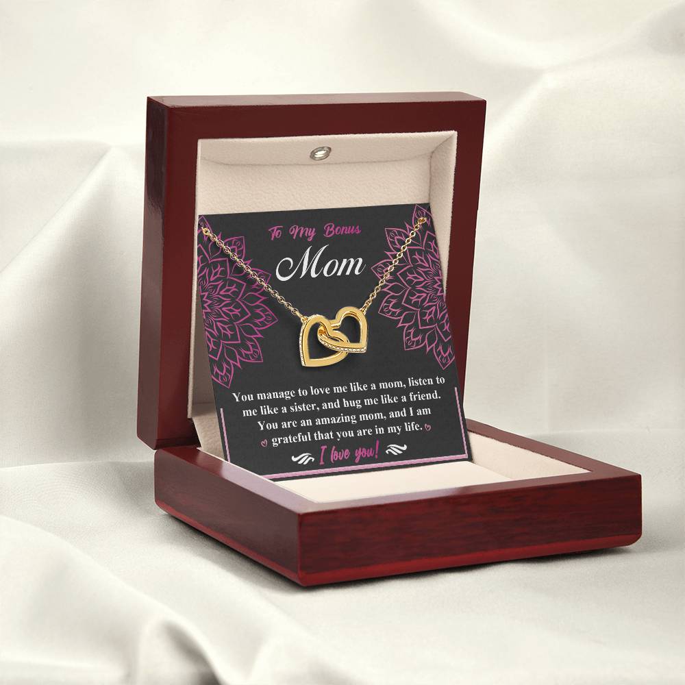 Bonus Mom-An Amazing Mom Double Heart Necklace