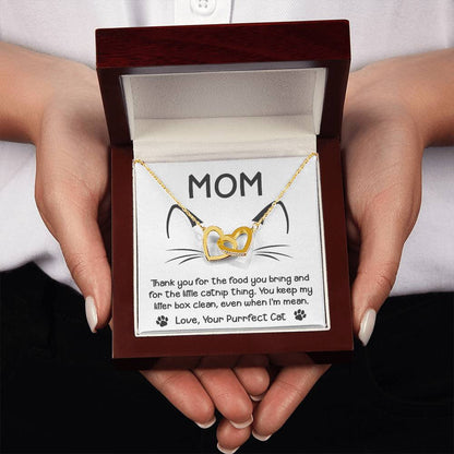 Cat Mom When I'm Mean Double Heart Necklace