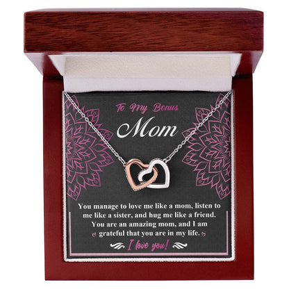 Bonus Mom-An Amazing Mom Double Heart Necklace