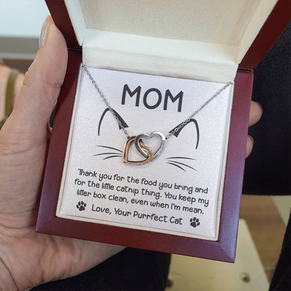 Cat Mom When I'm Mean Double Heart Necklace