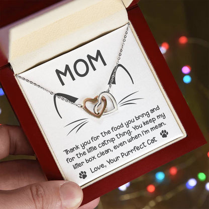 Cat Mom When I'm Mean Double Heart Necklace