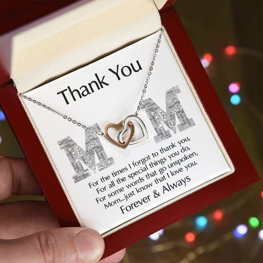 Thank You Mom Double Heart Necklace