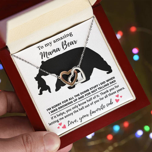 To my amazing mom bear Double Heart Necklace