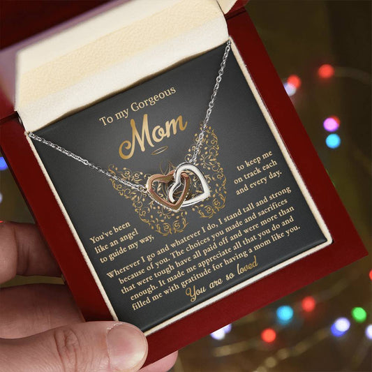 To my Gorgeous Mom - Like An Angel Double Heart Necklace