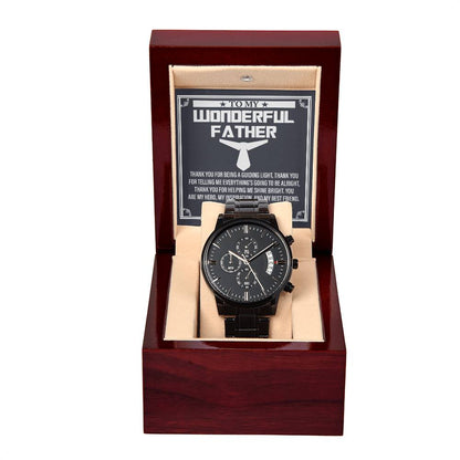 To My Wonderful Dad: Black Chronograph Watch