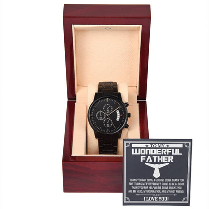 To My Wonderful Dad: Black Chronograph Watch