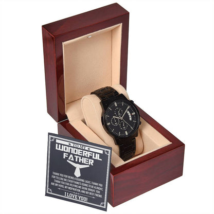 To My Wonderful Dad: Black Chronograph Watch