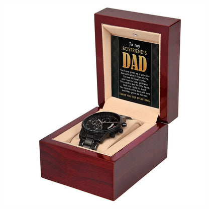 To My Boyfriend's Dad: Thank You: Black Chronograph Watch