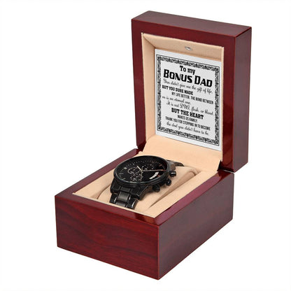 To My Bonus Dad Thank you for Stepping in Black Chronograph Watch