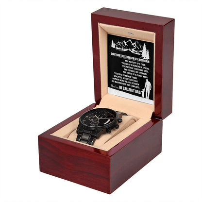 To My Dad: The Strength of My Mountains: Black Chronograph Watch