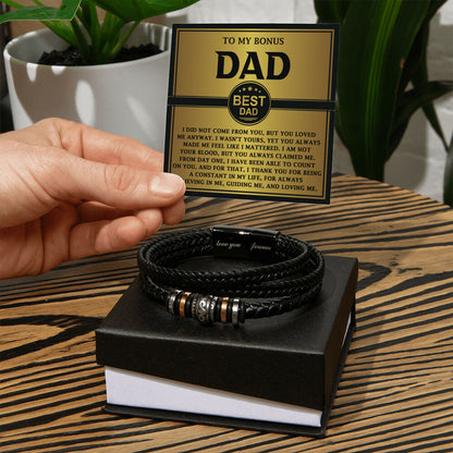 Mens Leather Bracelet To my Bonus Dad