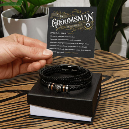 To My Groomsman - Thank You Men's "Love You Forever" Bracelet