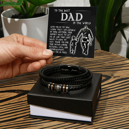 Mens Leather Bracelet To the best Dad in the World