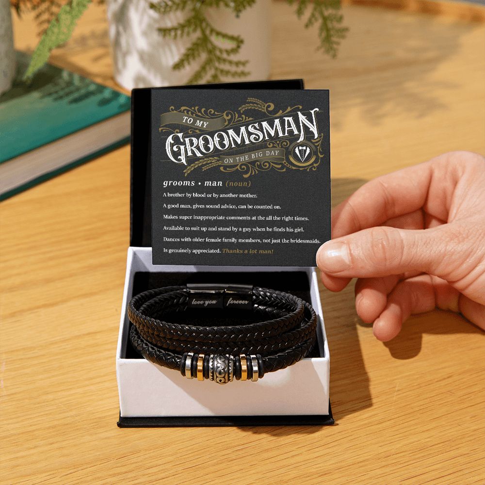 To My Groomsman - Thank You Men's "Love You Forever" Bracelet