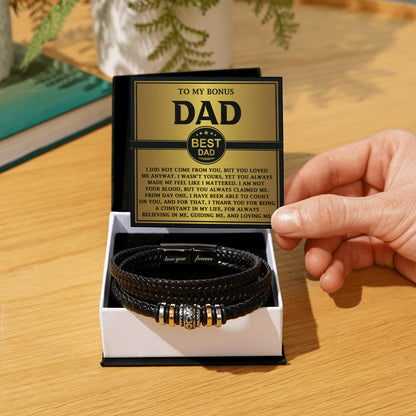 Mens Leather Bracelet To my Bonus Dad