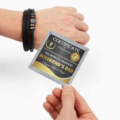 Certificate for the world's Greatest Boyfriend's Dad Bracelet for Men