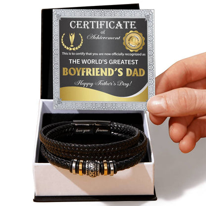 Certificate for the world's Greatest Boyfriend's Dad Bracelet for Men