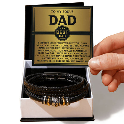 Mens Leather Bracelet To my Bonus Dad