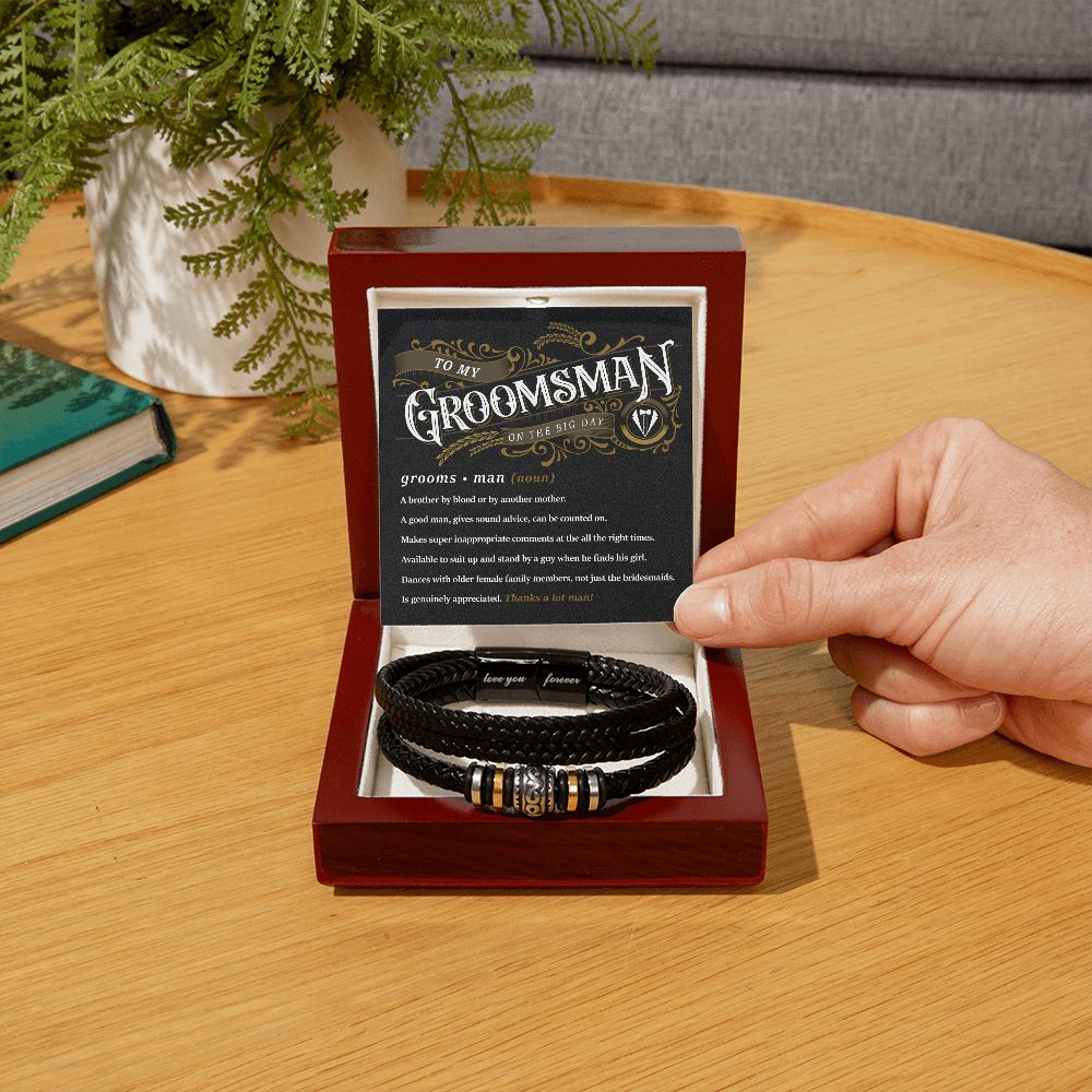 To My Groomsman - Thank You Men's "Love You Forever" Bracelet