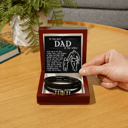 Mens Leather Bracelet To the best Dad in the World
