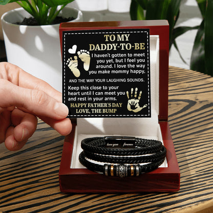 Mens Leather Bracelet to My Daddy-To-Be
