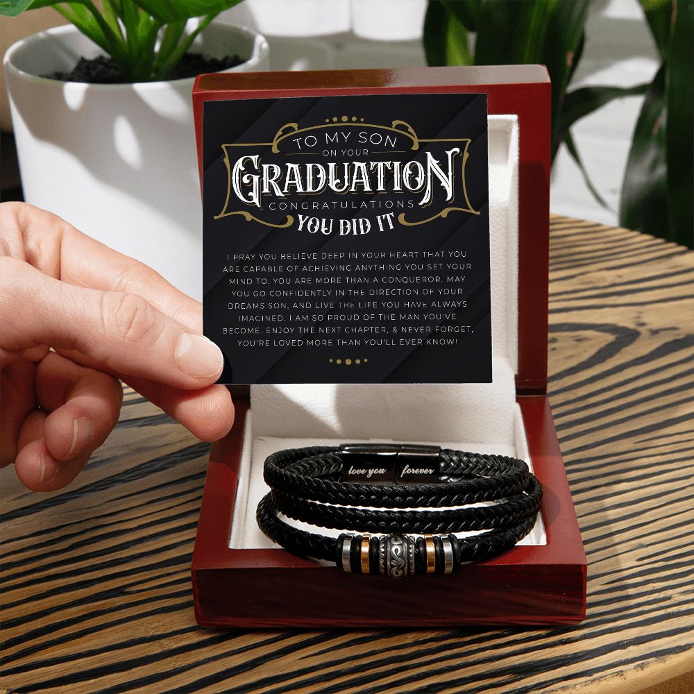 To My Son - You Did it Men's "Love You Forever" Bracelet