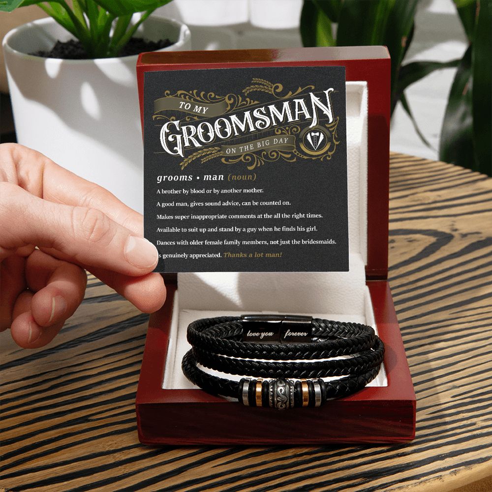 To My Groomsman - Thank You Men's "Love You Forever" Bracelet