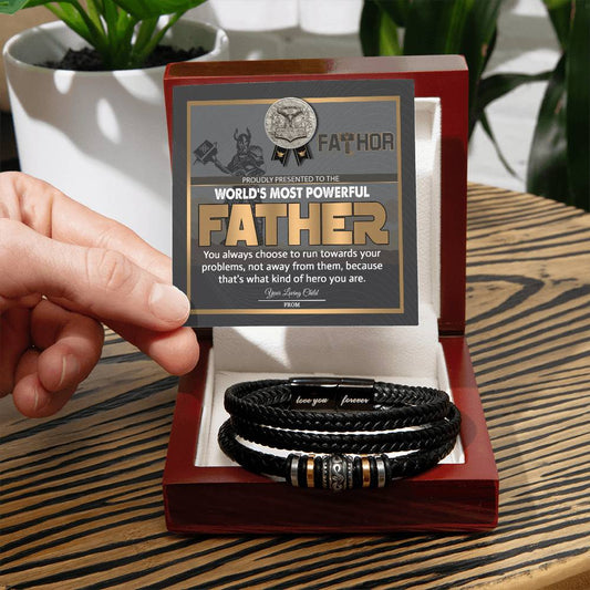 Dad-Most Powerful Father-Bracelet Men's "Love You Forever" Bracelet