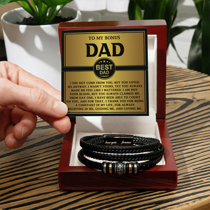 Mens Leather Bracelet To my Bonus Dad
