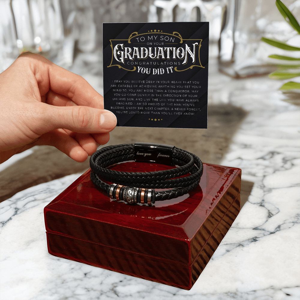 To My Son - You Did it Men's "Love You Forever" Bracelet