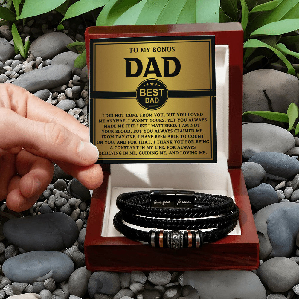 Mens Leather Bracelet To my Bonus Dad