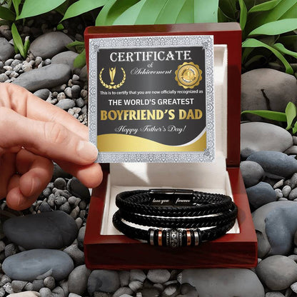 Certificate for the world's Greatest Boyfriend's Dad Bracelet for Men