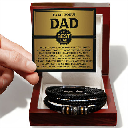 Mens Leather Bracelet To my Bonus Dad