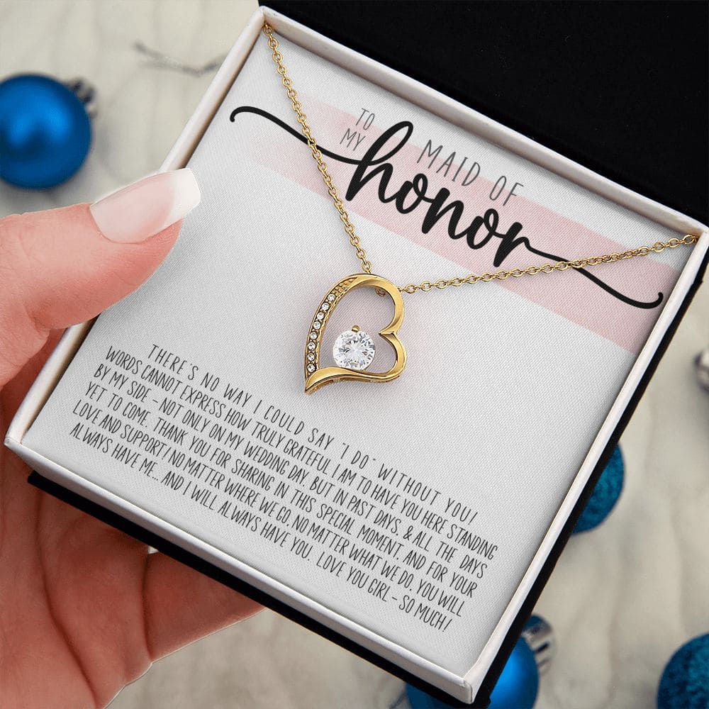 To My Maid of Honor Truly Grateful | Love Heart Necklace