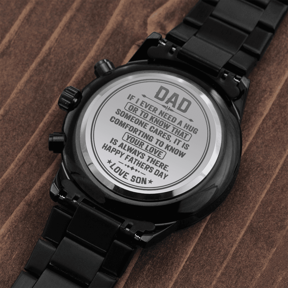 To my Dad Timeless Engraved Design Black Chronograph Watch