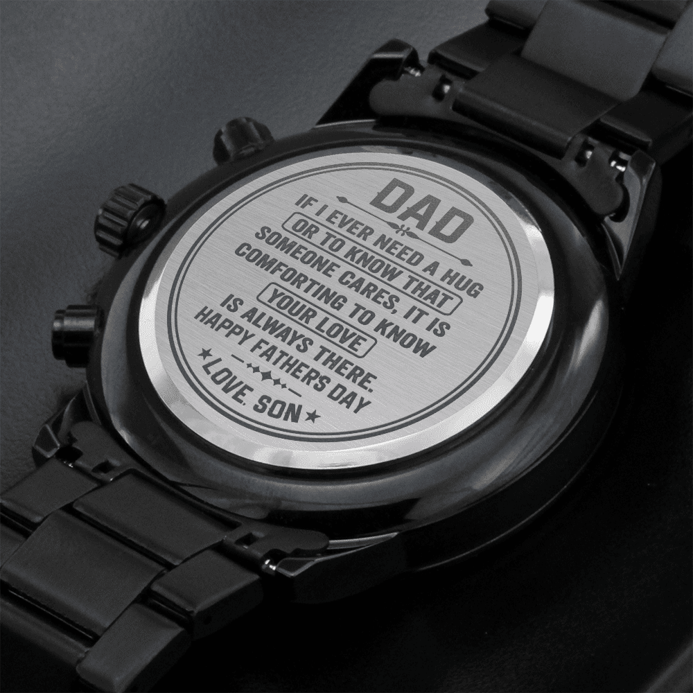 To my Dad Timeless Engraved Design Black Chronograph Watch