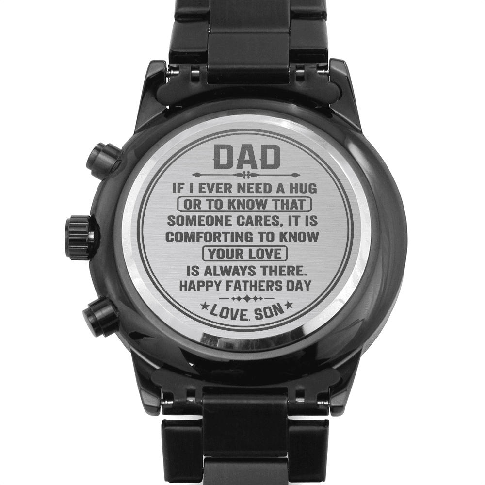 To my Dad Timeless Engraved Design Black Chronograph Watch