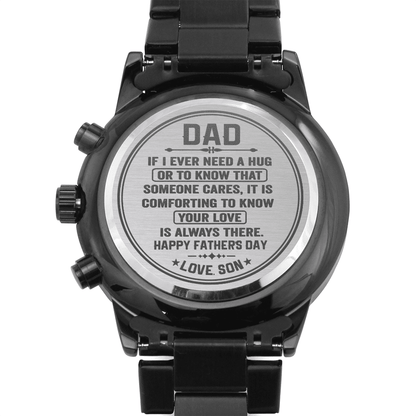 To my Dad Timeless Engraved Design Black Chronograph Watch