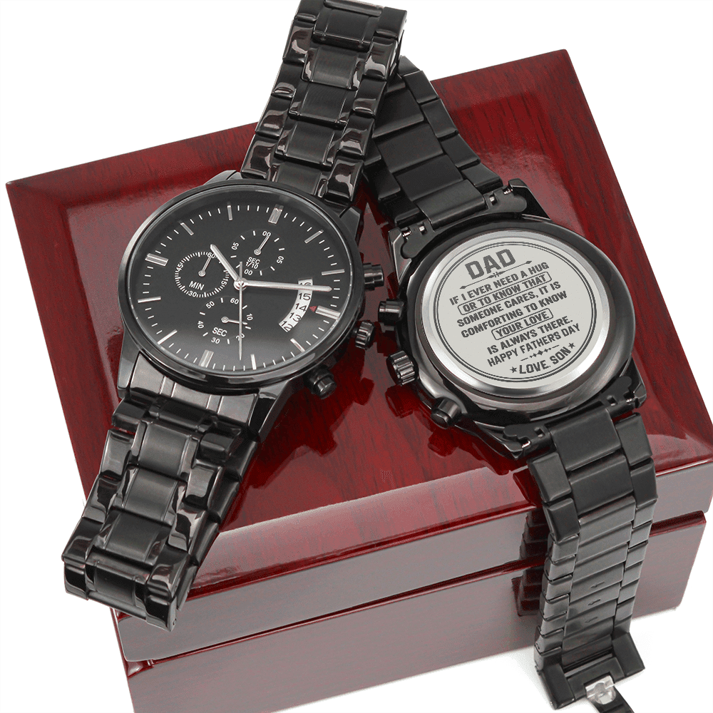 To my Dad Timeless Engraved Design Black Chronograph Watch