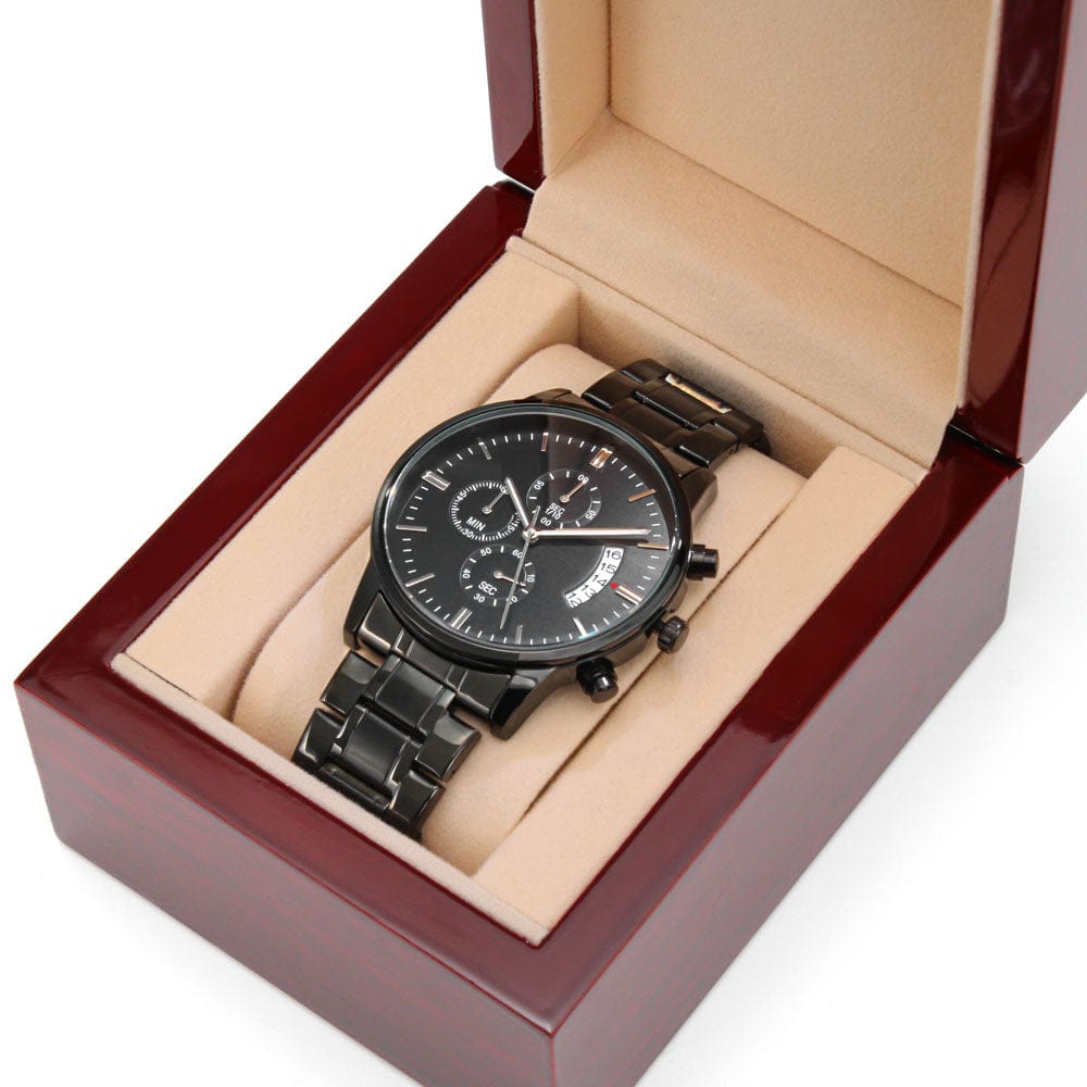 To my husband I will always love you | Engraved Design Black Chronograph Watch