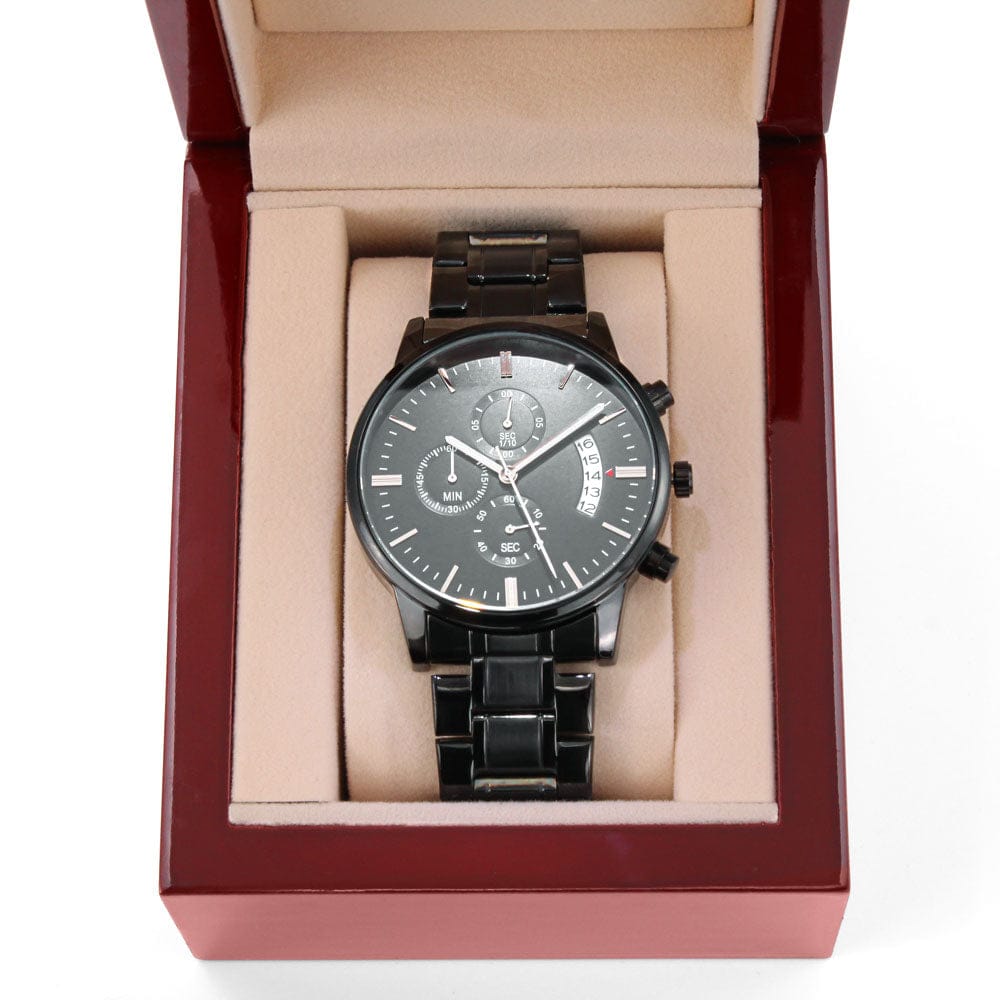 To my husband I will always love you | Engraved Design Black Chronograph Watch