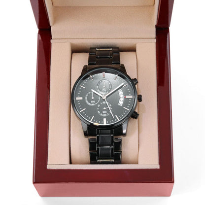 To my husband I will always love you | Engraved Design Black Chronograph Watch