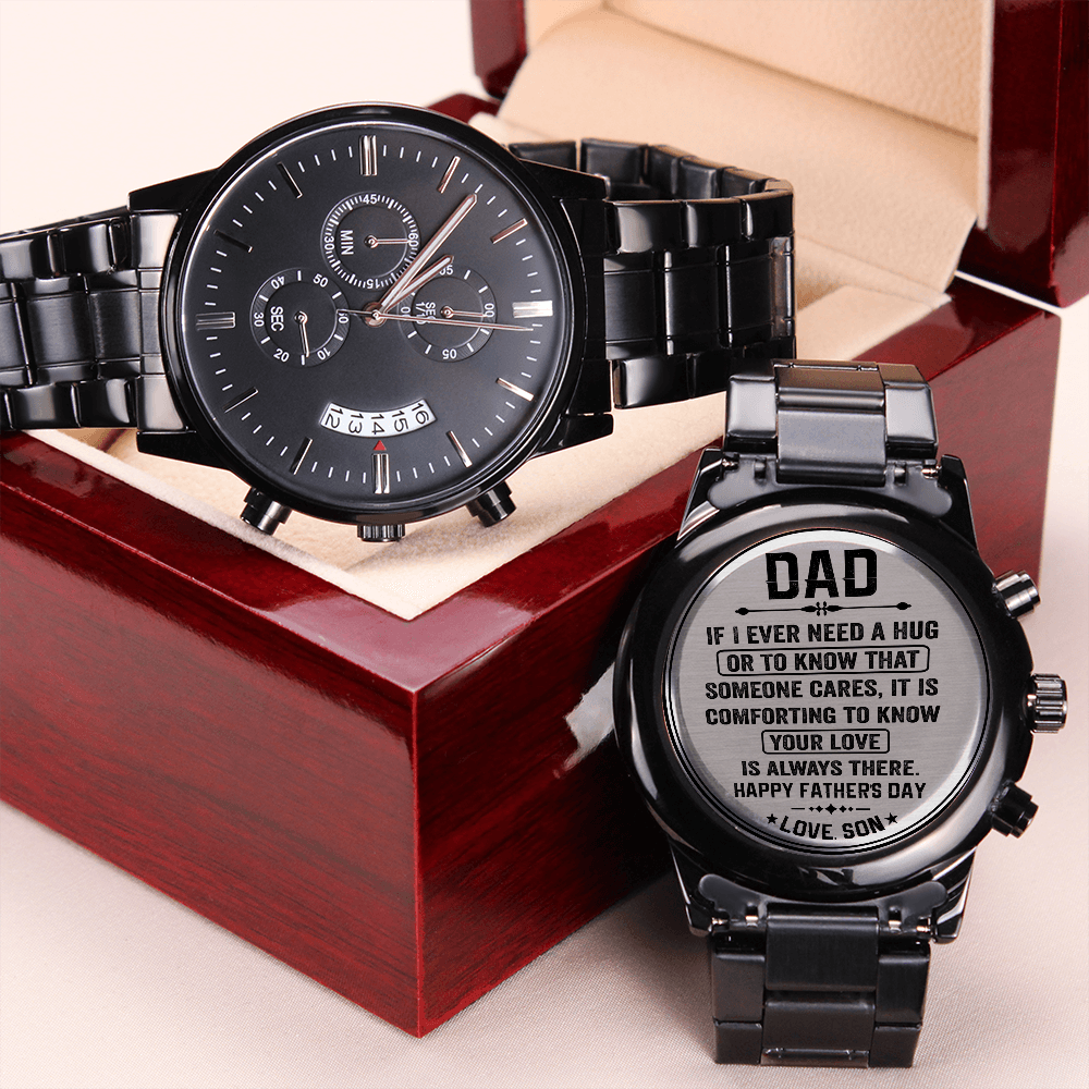 To my Dad Timeless Engraved Design Black Chronograph Watch