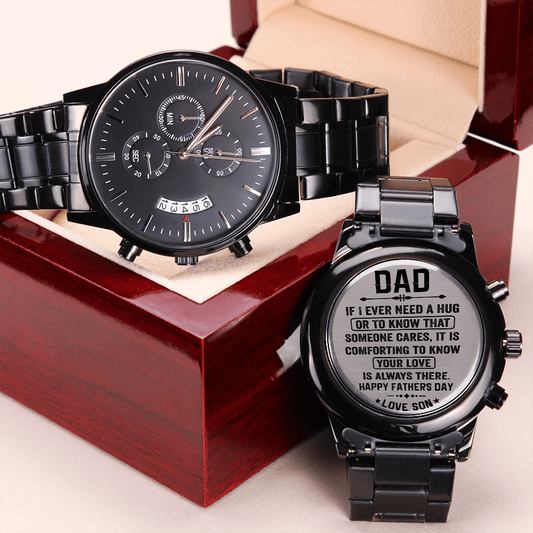 To my Dad Timeless Engraved Design Black Chronograph Watch