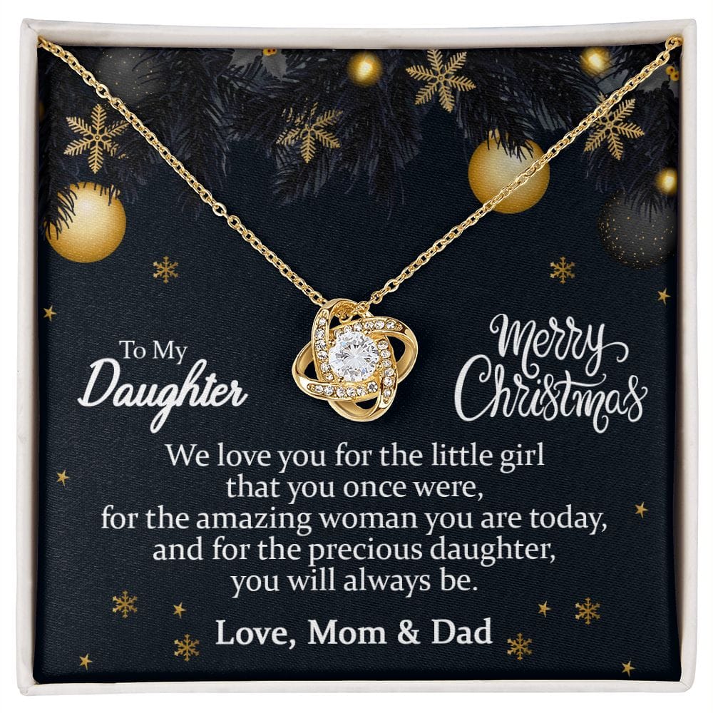 To my Daughter Merry Christmas | Love knot Necklace