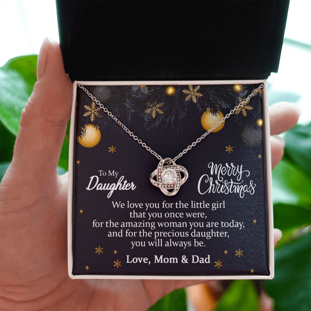 To my Daughter Merry Christmas | Love knot Necklace