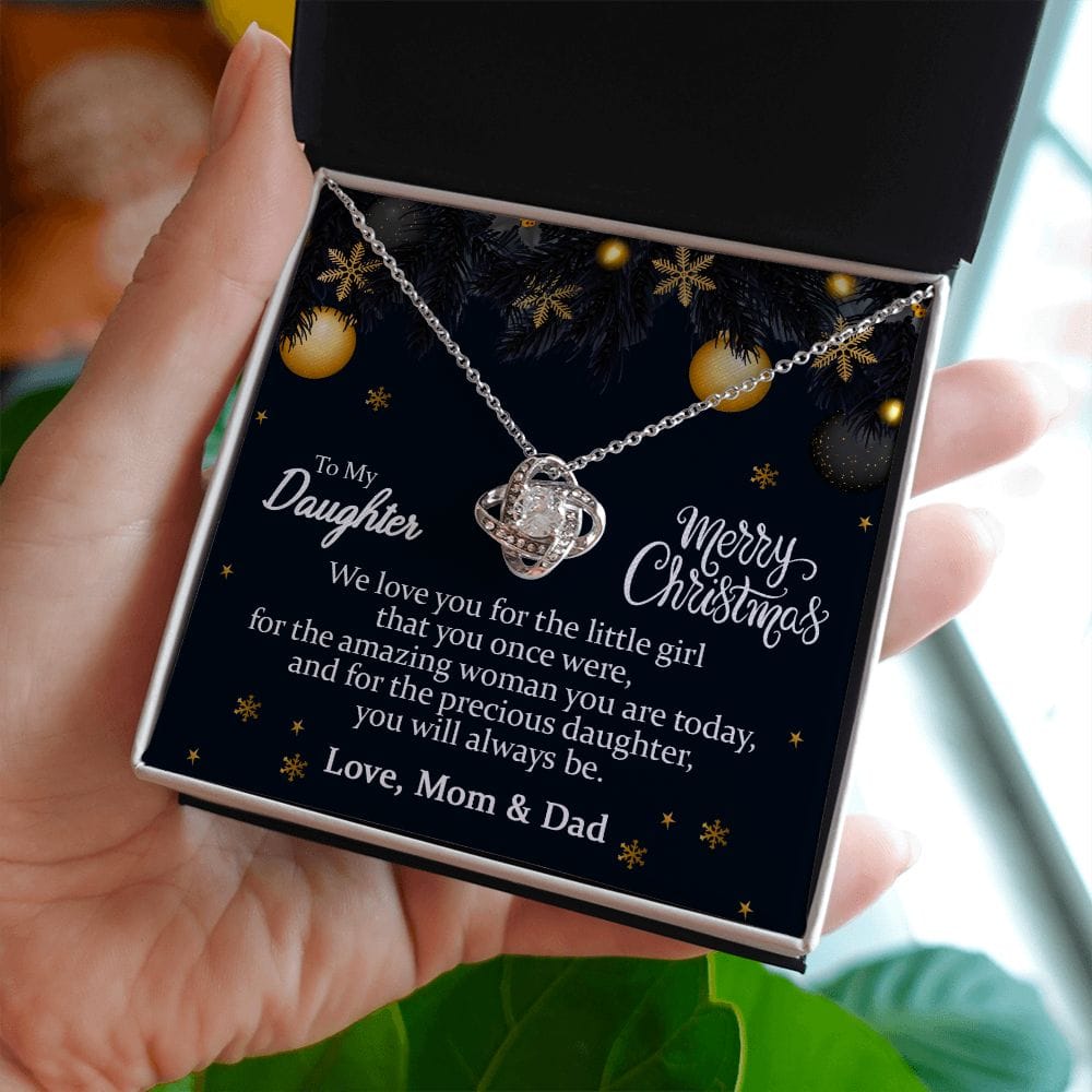 To my Daughter Merry Christmas | Love knot Necklace