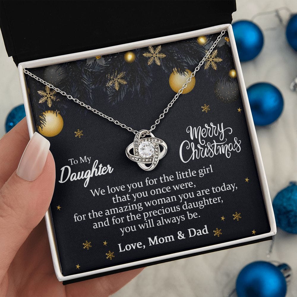 To my Daughter Merry Christmas | Love knot Necklace