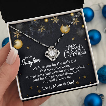 To my Daughter Merry Christmas | Love knot Necklace