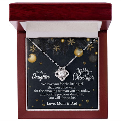 To my Daughter Merry Christmas | Love knot Necklace